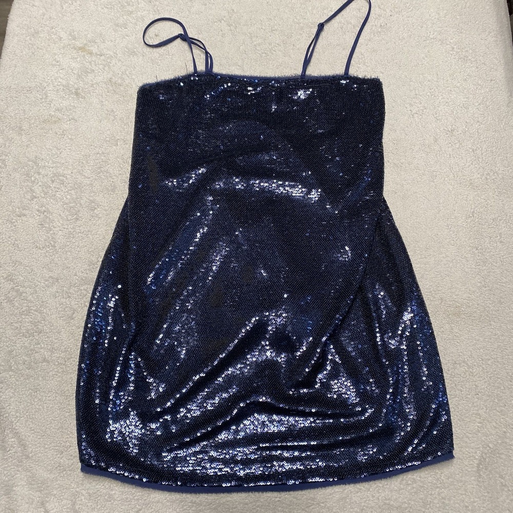 Free People Time to Shine Sequin Slip Dress XS Navy Blue Intimately Mini Party